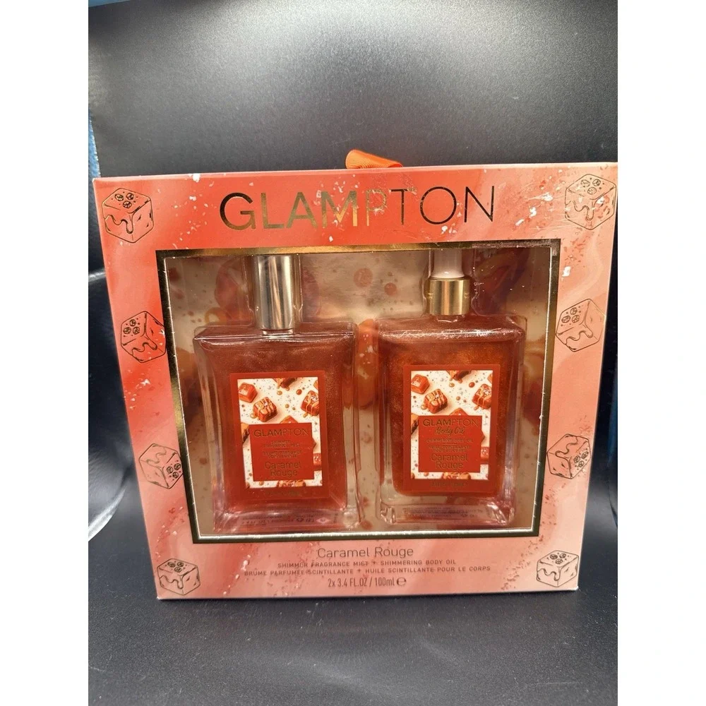 Glampton Caramel Rouge Shimmer Mist & Body Oil Duo - 2 x 3.4 Fl Oz